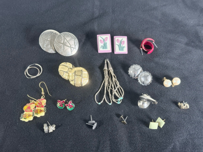 Assorted Lot of 8 Pairs and 4 Single Costume Earrings &ndash; Mixed Styles and Materials