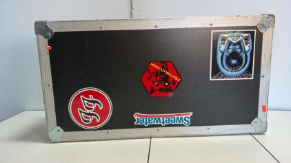 Heavy-Duty ATA Road Case approximately 25.5"x14"x8", Black, Foam Lined, Stickers, Metal Corners, No Wheels