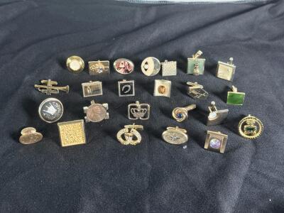 Vintage Men's Cufflinks Assortment &ndash; 20 Pairs, Mixed Metal, Novelty & Classic Designs