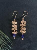 Peacock Feather Dangle Earrings with Fishhook Closure - 3