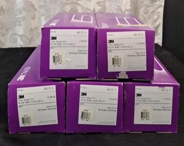 (5) 5-Count Boxes Of 3M 761D Regalite Resin Bond Cloth Sanding Belts, 4" x 21", 80-Grit