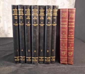 Lot Of 7-Volumes Of Vintage 1950's Book Set "A Picturesque Tale Of Progress" & 2-Volumes Of Vintage 1950's Pictured Knowledge Encyclopedia
