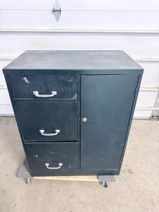 Steel Storage Cabinet with 3 Drawers and Locking Compartment, 36"x18"x42", Black