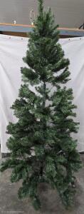 6.5 ft Artificial Christmas Tree, Green, Hinged Branches, Metal Stand, Pre Lit WORKS