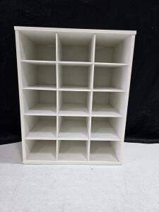 12-Cubby Modular Storage Shelf, White, Engineered Wood, 24"x19"x12", Free-Standing/Wall-Mount