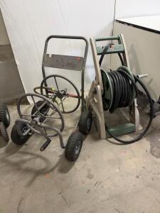 Liberty Garden Style 4-Wheel Heavy-Duty Hose Reel Cart & AMES ReelEasy Hose Reel with Hose