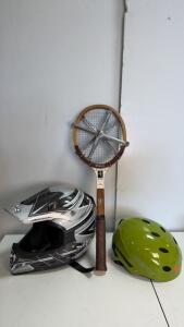 ASTRO Suko Medium DOT Motocross Helmet, Wilson Chris Evert Autograph Racquet/Press, Pro-Tec Classic Helmet