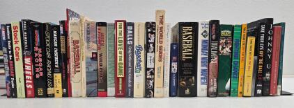 Large Sports Book Collection &ndash; NASCAR, Baseball, Football &ndash; 25 Volumes, Notable Authors & Titles