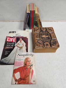 Antique Leather Holy Bible, 1971 LIFE & LOOK Magazines, Dr. Seuss & Dell History Books Lot
