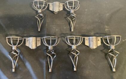 Set of 3 Rustic Wrought Iron Wall-Mounted Candle Sconces with Twisted Metal Design