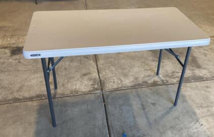 Lifetime 80294 4-Foot Folding Utility Table, HDPE Top, Steel Frame, 400 lb Capacity