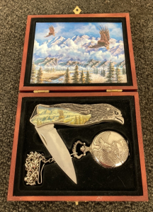 Eagle Themed Knife And Pocket Watch