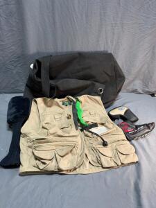 Crystal River Medium Fishing Vest, Golf Club, Large Duty Travel Bag, Odyssey White Hot Pro Putter Cover