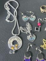 Mixed Costume Jewelry Lot - Necklaces, Earrings, Keychains, Abalone Shell & Beaded Styles - 2