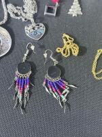 Mixed Costume Jewelry Lot - Necklaces, Earrings, Keychains, Abalone Shell & Beaded Styles - 3