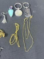 Mixed Costume Jewelry Lot - Necklaces, Earrings, Keychains, Abalone Shell & Beaded Styles - 8