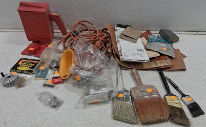 Ortho Whirlibird Spreader, Paint Brushes, Extension Cord, Sandpaper, Hardware