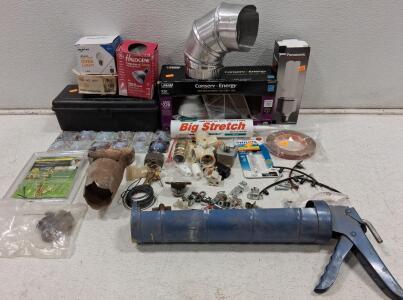Mixed Electrical & Hardware &ndash; GE, Philips, Panasonic Bulbs, Tools, Fittings, Caulking, Case