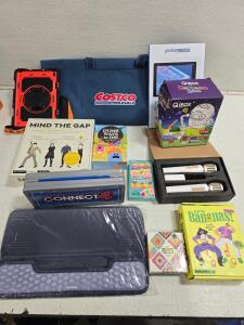 Large Board Game, Card Game & Accessory Lot: Mind the Gap, Connect 4, Karaoke Mics, Robot, More