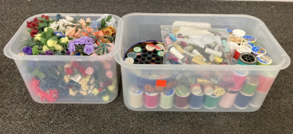 Containers Of Thread And Flowers