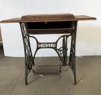 Antique Singer Treadle Sewing Machine Cabinet with Cast Iron Base, Circa Early 1900s