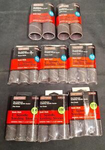 (3) 3-Packs Of Craftsman Resin Cloth 1" Spindle Sanding Sleeves, 150-Grit, (3) 3-Packs Of Craftsman Resin Cloth 1" Spindle Sanding Sleeves, 50-Grit & (2) 2-Packs Of Craftsman Resin Cloth 1-1/2" Spindle Sanding Sleeves, 50-Grit