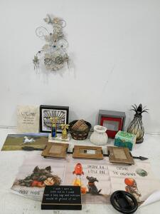 Assorted Home D&eacute;cor and Collectibles Lot &ndash; Wall Art, Trophies, Frames, and More