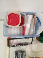Mixed Lot: Green Canvas Duffel Bag, Food Storage Containers, Kitchen Tools, 2 Board Games, Frames - 2