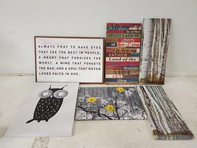 Set of 6 Decorative Wall Art Pieces &ndash; Inspirational Quotes, Nature & American Themes