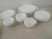 Corelle Spring Blossom Dinnerware Set with Two Clear Floral Plastic Serving Trays - 5