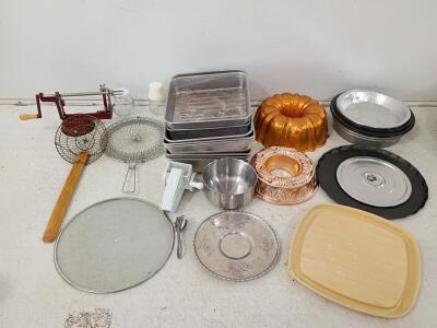 Assorted Vintage & Modern Kitchenware Lot &ndash; Bakeware, Pans, Utensils, Apple Peeler