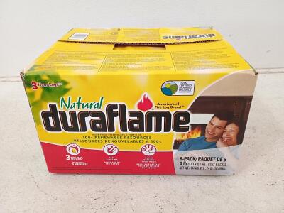Duraflame Natural 3 Hour Firelogs 6-Pack, Fast Lighting, USDA Certified,