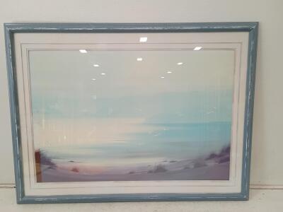 Coastal Landscape Framed Print, 43x32in, Double Mat, Blue Wood Frame, Ready to Hang