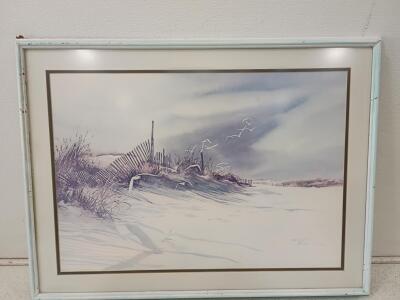 Carolyn Blish "Lonely Beach" Print, Framed 31.5" x 23.5"