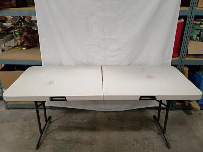 Lifetime 6-Foot Center-Fold Folding Utility Table, HDPE Top, Carry Handle, 72"x30", Black Legs
