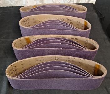 (1) 20-Count Box Of 3M 761D Regalite Resin Bond Cloth Sanding Belts, 4" x 36", 50-Grit