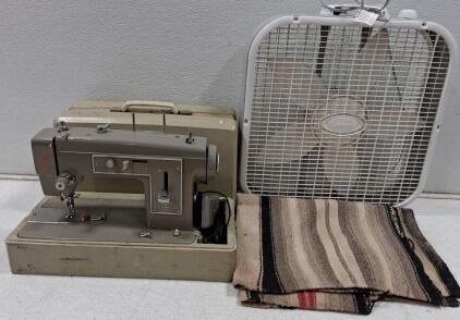 Montgomery Ward UHT J1950 Mechanical Sewing Machine with Case & Pedal, Japan, Gray and More (Turns On)