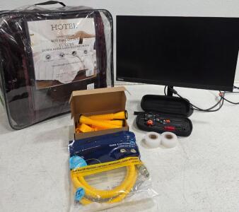 Luxury Hotel Comforter Full/Queen, ThinkVision Monitor, Eastman Gas Line, Grafting Tool, Fitting Kit Lot (Turns On)