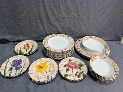 Warren Kimble by Sakura Birchwood 24-Piece Dinnerware Set &ndash; 1998 Stoneware Collection