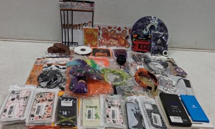 Halloween Party Supply & Decor Lot + 8 Themed iPhone Cases, Signs, and Accessories