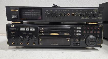 Botb Power On JVC XL-MV33 3-Disc Video CD Karaoke Player & Magtone KA908 XD Stereo Mixer/Amplifier