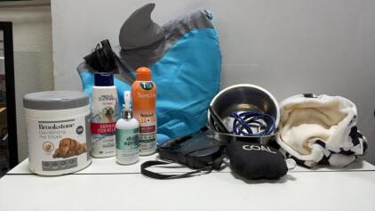 Comprehensive Dog Care Lot: Shampoos, Wipes, Life Vest, Bowls, Leash & More