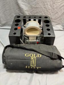 Gold 'N Hot Professional Stove Iron System with 9 Round Irons, 3 Flat Irons, Pressing Comb, and Carrying Case