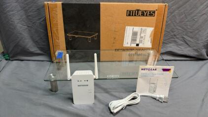 NETGEAR EX6100 WiFi Range Extender & 2 Glass desk shelves (one in box)