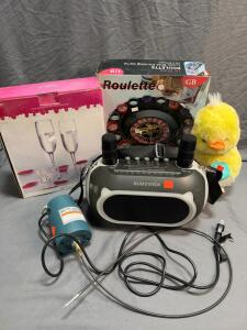 Mixed Lot: Chicago Electric 40432 Flex Shaft Grinder/Carver, 1/4 HP, 15,000 RPM, 5/32" Chuck Drinking games, Karaoke Machine/BoomBox