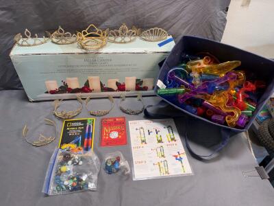 National Geographic Marble Run Set w/ 30+ Marbles, 50+ Track Parts, Tiaras, Pillar Lights, Guides
