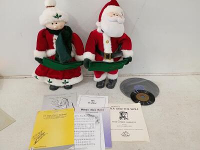 Vintage Santa & Mrs. Claus Holiday Figures, 1950s RCA Red Seal & Religious Vinyl, Signed LDS Sheet Music