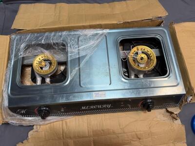 Mercury JZ20Y-200C Two-Burner Gas Stove with Regulator, Stainless Steel, 4.0 kW Burners New in box