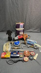 Yankee 2101 Brace Drill, Electric Angle Grinder **Tested**, Shoe Polish Kit & Household Accessories Lot