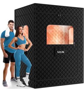 X-VCAK Portable 2-Person Steam Sauna Kit, Dual 1000W Steamers, 49"x36"x71", Folding Chairs